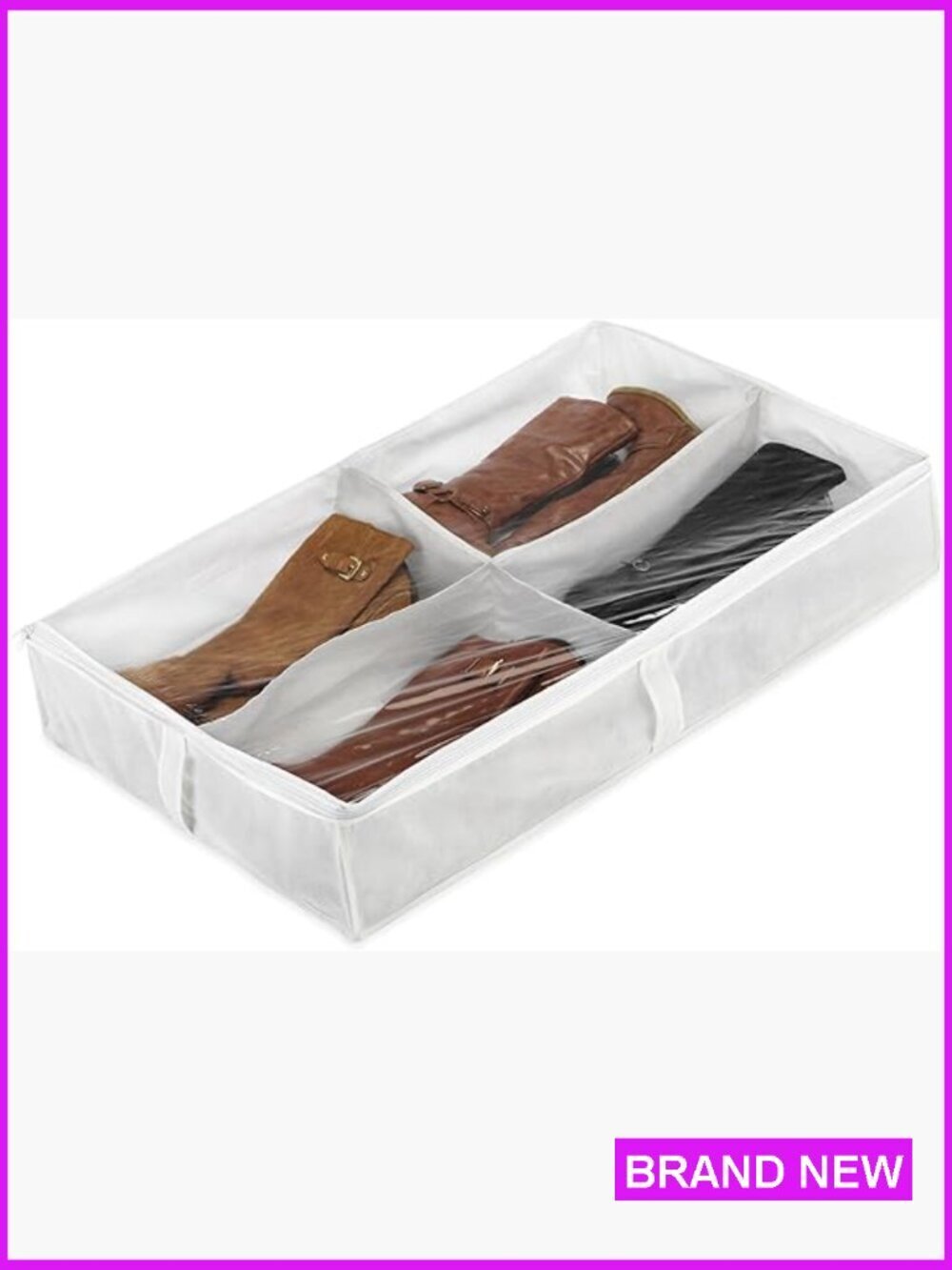 Underbed Boot Storage Bag 4 Compartment Breathable Dust-Free Organization